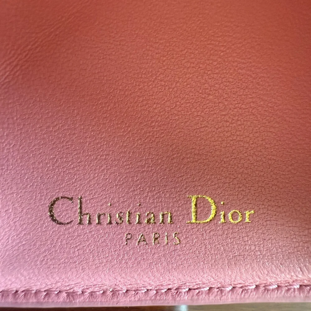 DIOR CARO COMPACT TRIFOLD COMPACT WALLET, PINK CALFSKIN LEATHER - Picture 7 of 14